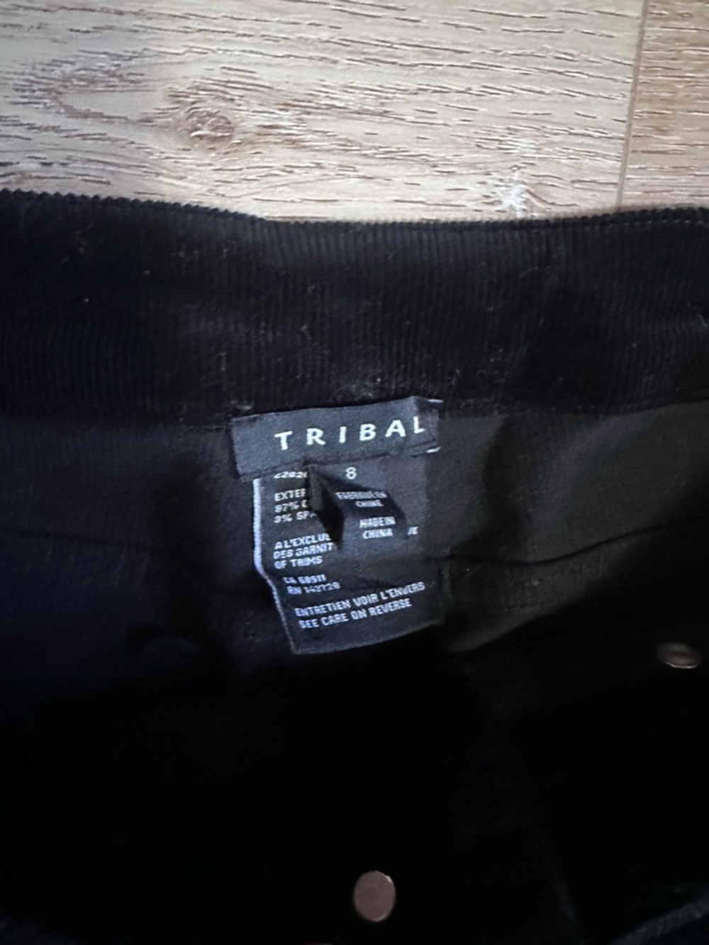 Tribal Black Corduroy Straight-Leg Pants - Picture 2 of 2